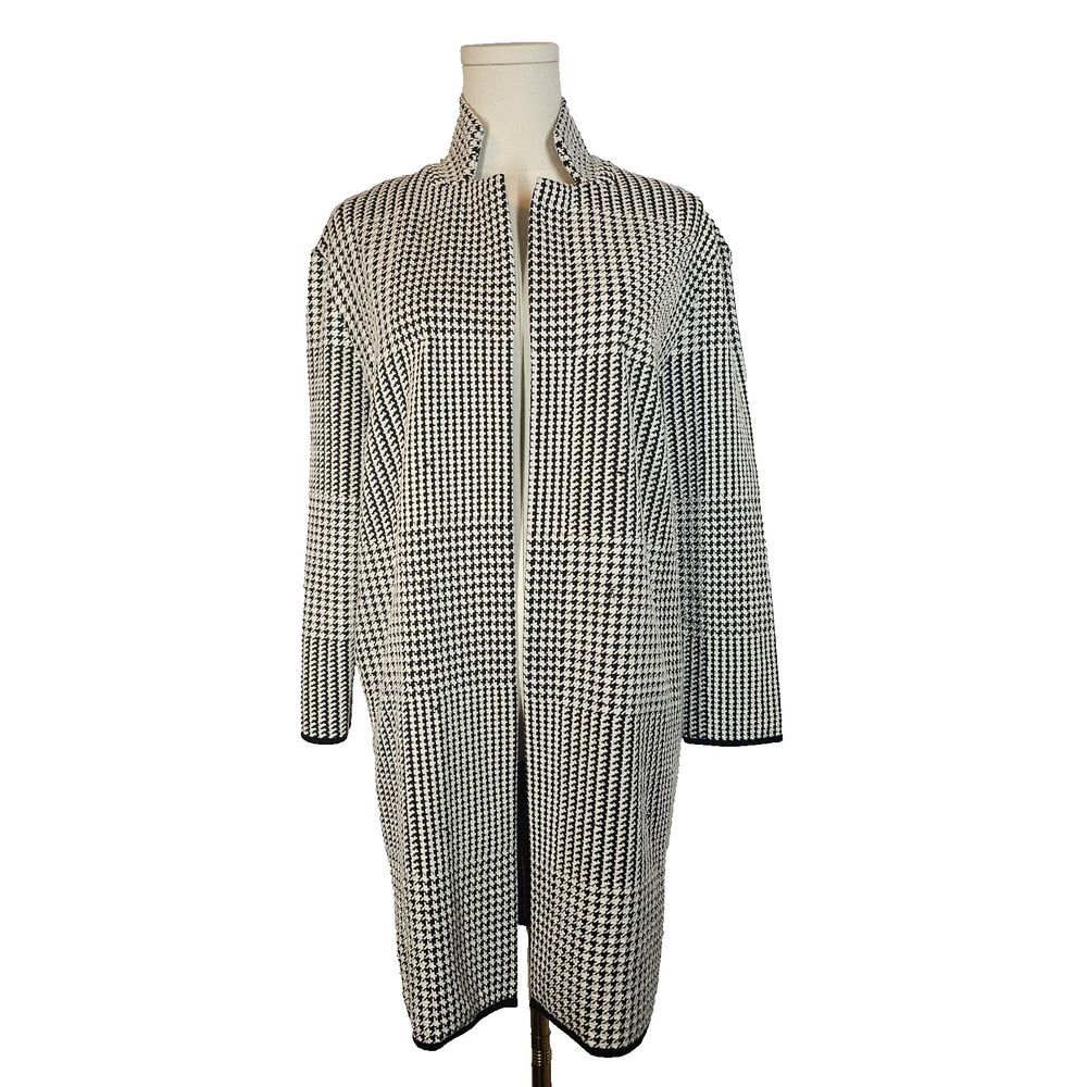 Philosophy Jacquard Houndstooth 3/4‎ Sleeve Open Front Jacket Career Old Money S
